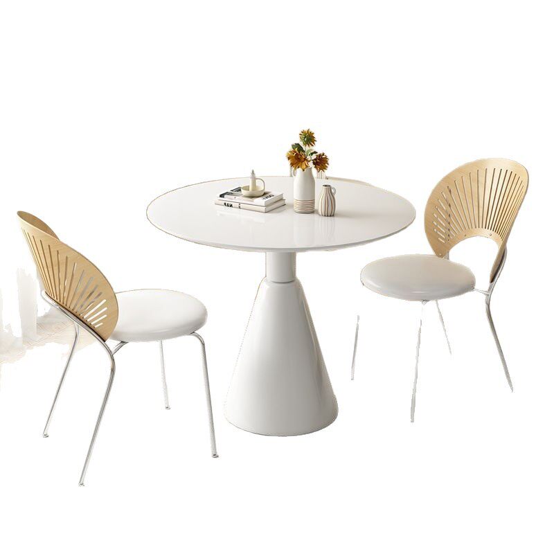 小圆桌奶油风小户型餐桌奶茶店咖啡台洽谈套装阳台简约休闲白色桌