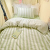 Wholesale Ins Japanese Style Skin-Friendly Cloud Washed Cotton Four-Piece Set Soft Stripesd Double Washed Cotton 4-Piece Bedding Set