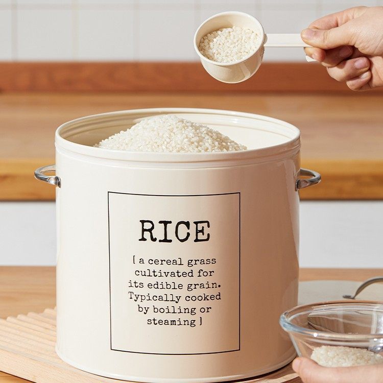 European Retro Style Household Storage Kitchen Tableware Bucket Rice Bucket Flour Bucket Seasoning Jar Rust-Proof Metal Gift