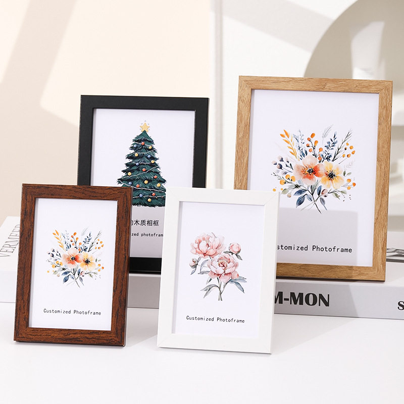 Wooden 6inch Photo Frame Display A4 Photo Frame 8inch 10inch Simple Photo Wall Empty Frame Picture Frame Wall Hanging Wholesale Customization