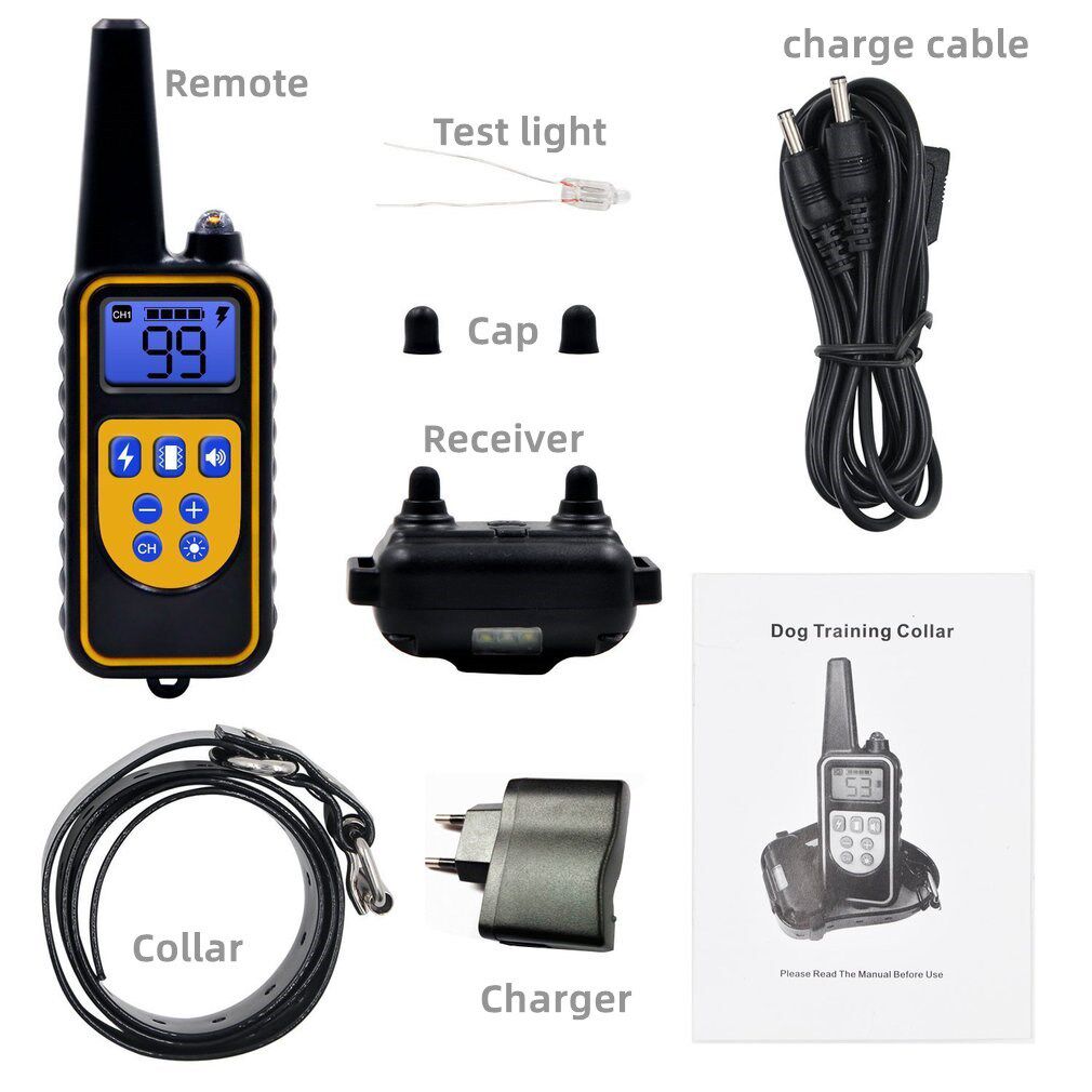 Factory wholesale 800 meters remote control dog trainer pet dog bark stop 100 gear vibration shock collar for Amazon