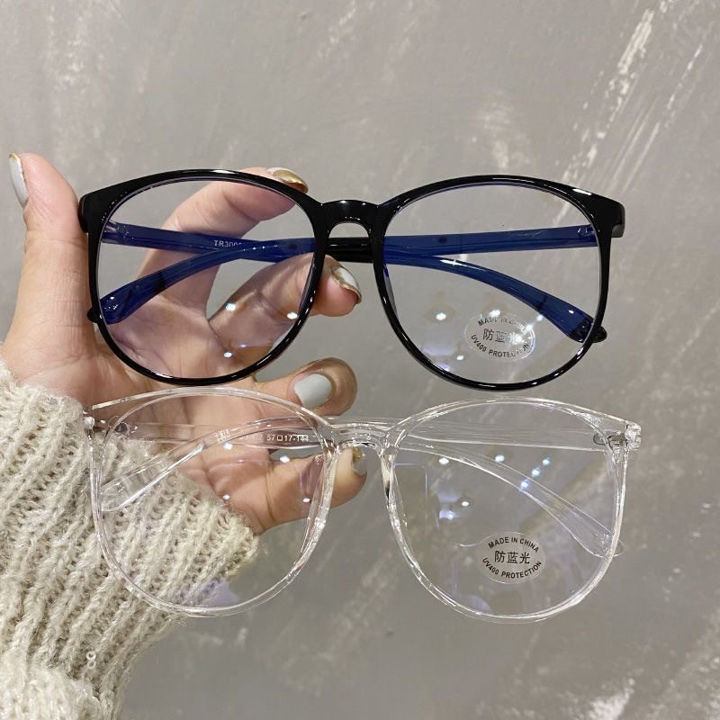 Jingwei New Internet Celebrity Retro Large-Frame Glasses Frame Fashionable and Simple Plain Glasses Frame Round Frame Anti-Blue Light Flat Mirror