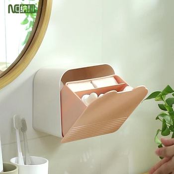 Wall-Mounted Sanitary Napkin Storage Box Household Supplies Flip Cover Dust-Proof Sealed Cosmetic Makeup Cotton Storage Box