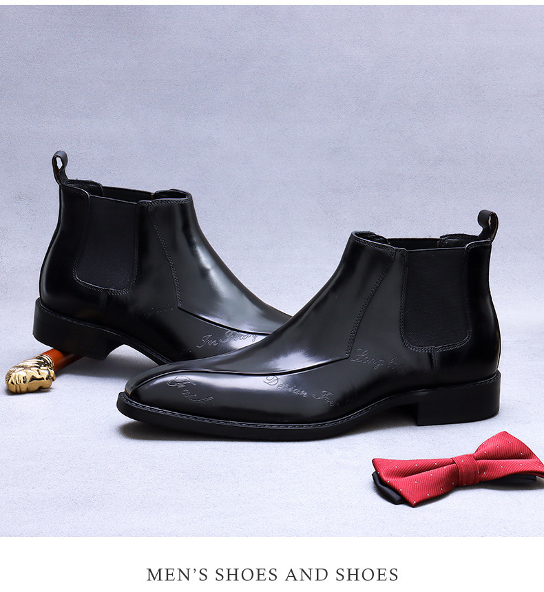 Giày Chelsea Boot nam cổ cao da bò thật phong cách công sở — Màu nâu, Màu đen, Màu cà phê