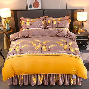 Live Broadcast Popular Milk Velvet Four-Piece Set for Two People, Thickened and Velvet Warm Bedding Set, No Lint and No Pilling Wholesale