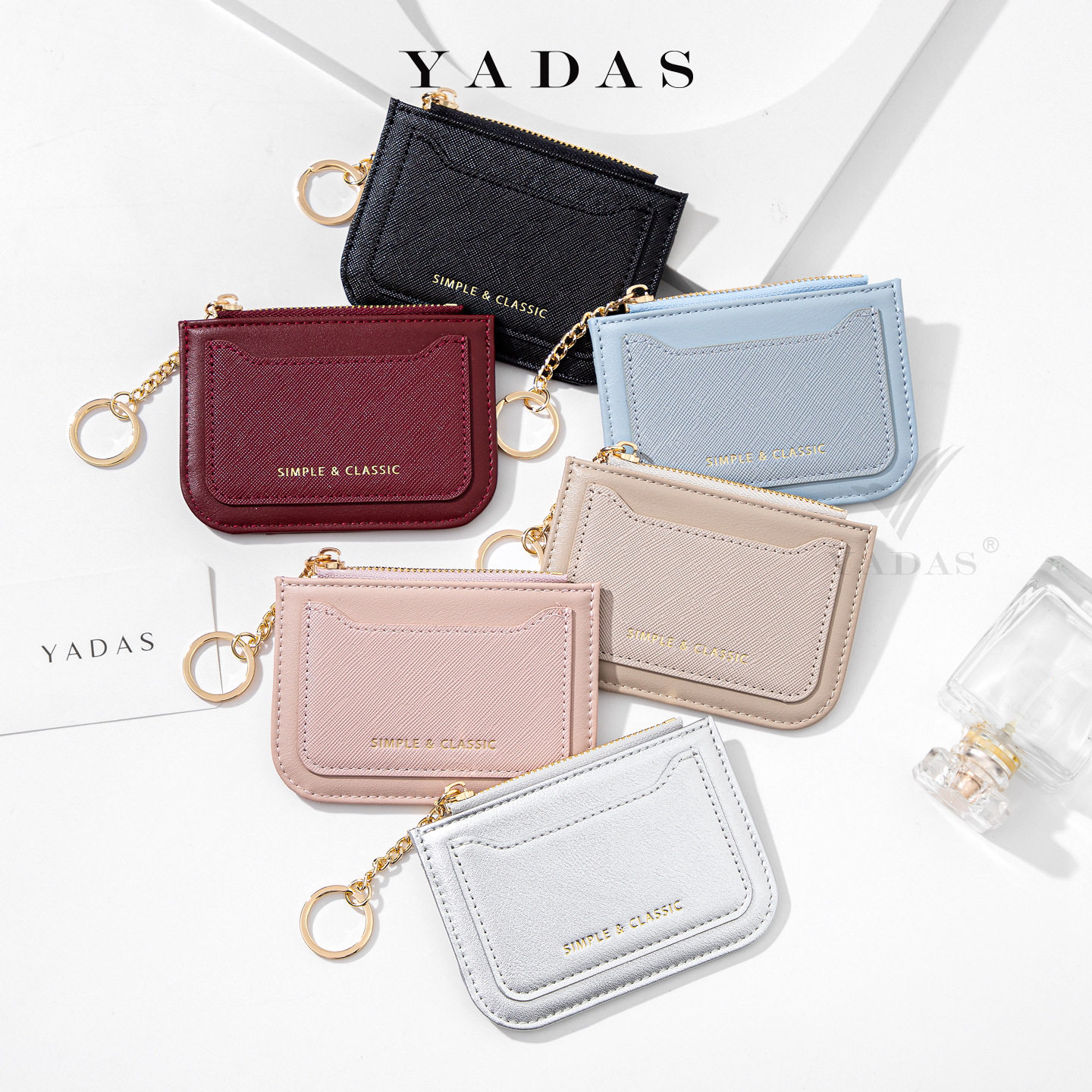Yadas New Short Satchel Card Wallet Multi-Card Slot Function Zipper Coin Purse Fashion Card Holder Women's Pu