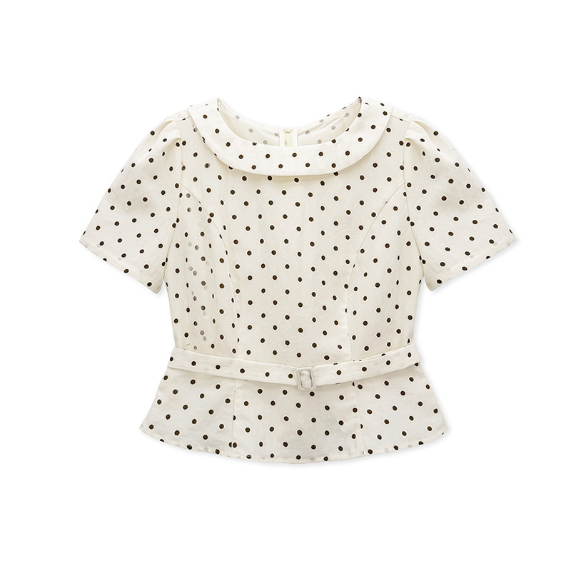 Bộ áo sơ mi tay lỡ và chân váy dài họa tiết chấm bi phong cách retro — Áo chấm bi (giao hàng trong 7 ngày), Áo chấm bi (giao hàng trong ngày), Chân váy chấm bi (giao hàng trong 7 ngày), Chân váy chấm bi (giao hàng trong ngày)