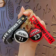 Creative three-dimensional simulation basketball star with basketball key chain pendant car key chain bag pendant wholesale