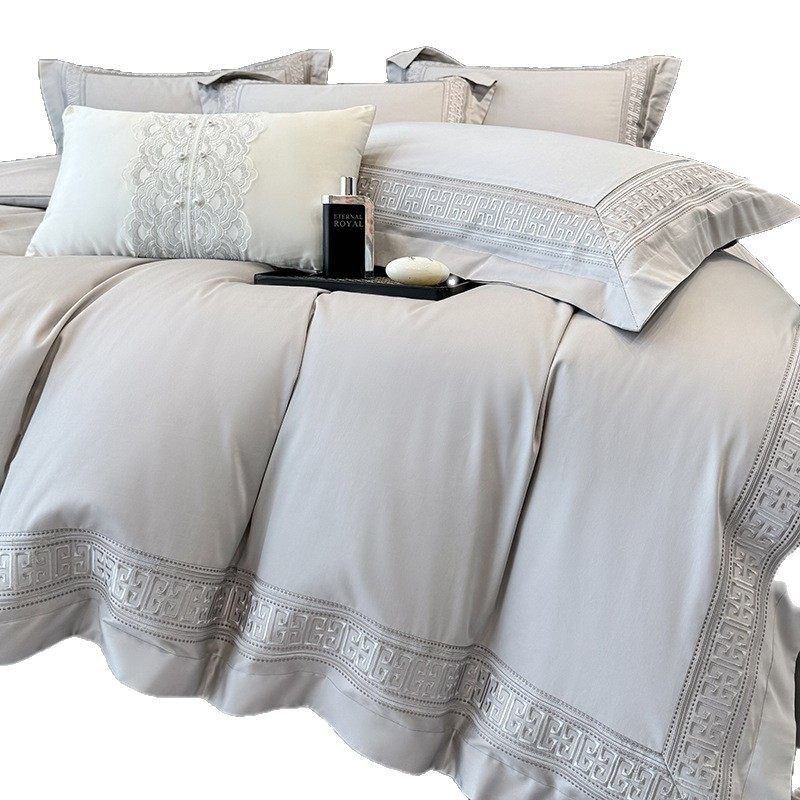 Class a 200g Satin Long-Staple Cotton Four-Piece Set Pure Cotton Bed Bed Sheets Quilt Cover Four-Season Accessible Luxury Nantong Bedding