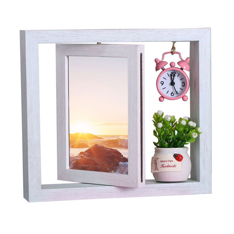 Photo frame manufacturers supply creative rotating double-sided photo wooden frame decoration wholesale couple gift commemorative photo frame