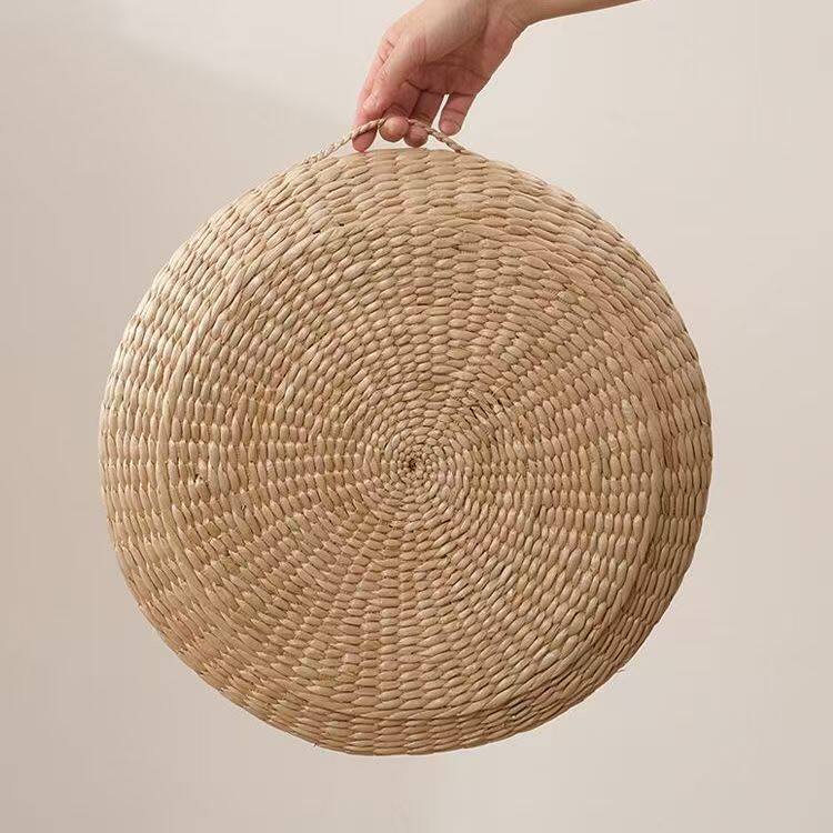 Cross-Border Straw Woven Meditation Cushion, Round Straw Floor Cushion for Office, Home, Tea Room, and Bay Window