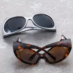 2023 New Devil Corner Shaped High-Level Anti-UV Korean European and American Fashion Riding Full-Frame Sunglasses