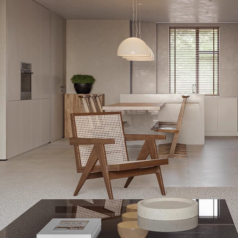 中古设计师极简实木沙发北欧轻奢工作洽谈沙发台书桌长方形方凳椅