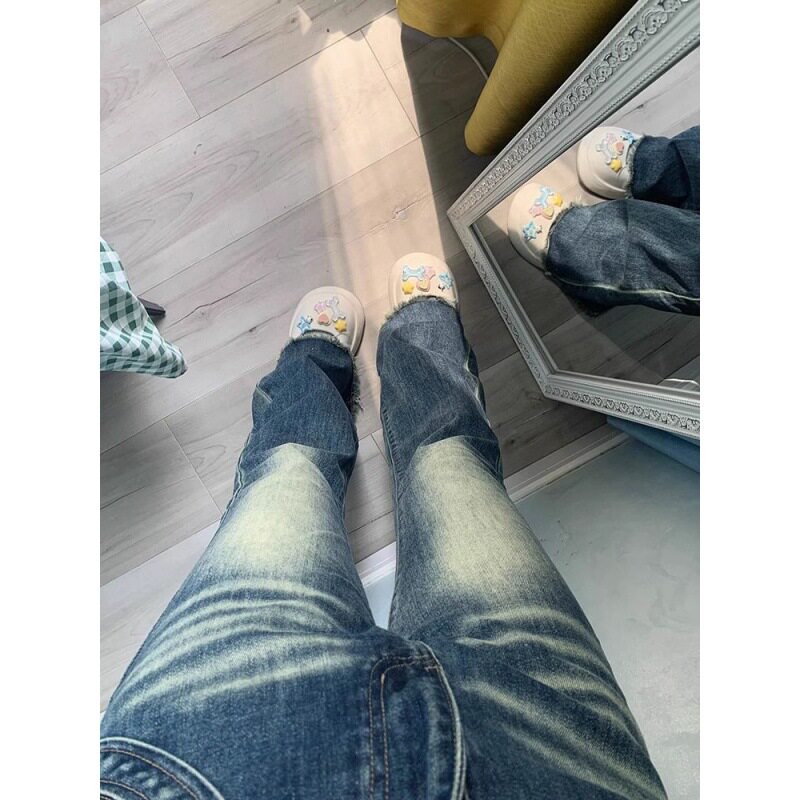 High Waisted Flared Jeans for Women Slim Fit Stretch Fabric Raw Hem Vintage Style Streetwear Wholesale Available