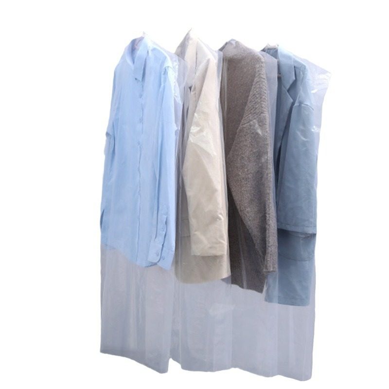 Household Hanging Clothes Dust Cover Transparent Plastic Suit Storage Bag Down Cashmere Coat Dry Cleaning Hanging Pocket