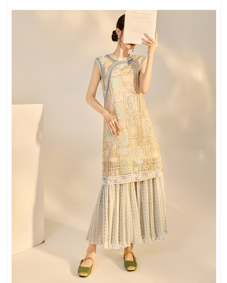 Đầm nữ dài tay không thêu nổi bật dáng chữ A eo cao — Màu xanh mơ (giao hàng trong 7 ngày), Màu xanh mơ (phát hành cùng ngày)