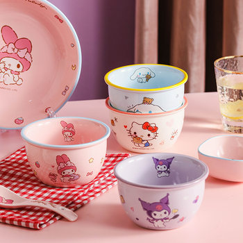 New Sanrio Ceramic Bowl Household Eating Bowl Rice Bowl Soup Bowl Hello Kitty Coolomi Kidsren's Cute Tableware
