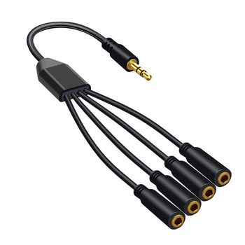 3.5mm Audio Cable 1 to 4 Extension Cable 3-Level 3-Section Dc3.5 Male Stereo to 4 Dc3.5 Female Stereo