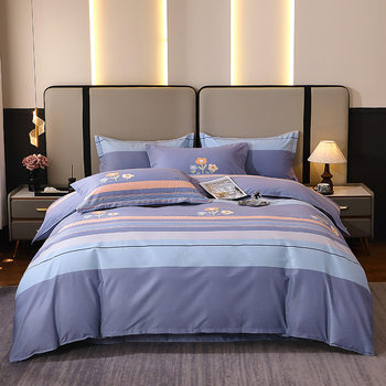 Wholesale Home Textiles Pure Cotton Four-Piece Set, All-Cotton Eco-Friendly Brushed Autumn and Winter Thickened Warm Brushed Three-Piece Set Gift Brand