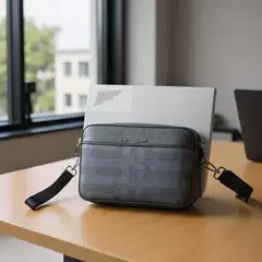 Business Bag, Shoulder Bag, Men's Large-Capacity Plaid Handbag, Trendy Brand Handbag, Simple and Stylish Men's Shoulder Bag