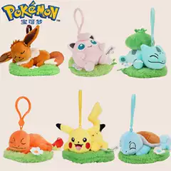 Genuine Baokemeng Pikachu Plush Pendant Wonderful Frog Seed Doll Jenny Turtle Keychain Schoolbag Hanging Ornaments for Women