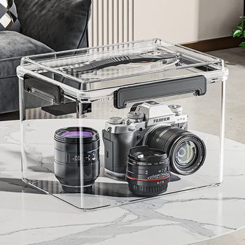 Sealed Storage Box Transparent Thickeneded Pet with Handle Home Office Camera Storage Box Dust-Proof and Moisture-Proof Storage Box