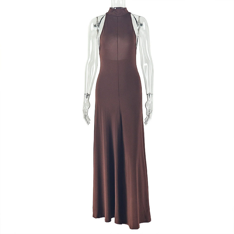 A Line Dress Slim Fit Halter Neck Solid Color Casual or Party Wear Wholesale Available fast shipping