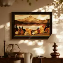 Mid-Century Modern Living Room Premium Decorative Painting Vintage Entryway Console Table Horizontal Tabletop Art with Backrest Dining Room Wall Art