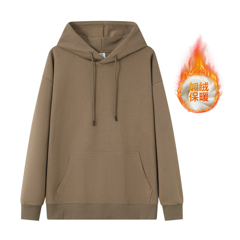 秋冬300g重磅连帽卫衣华棉纯色双层帽加绒潮牌休闲宽松卫衣上衣女