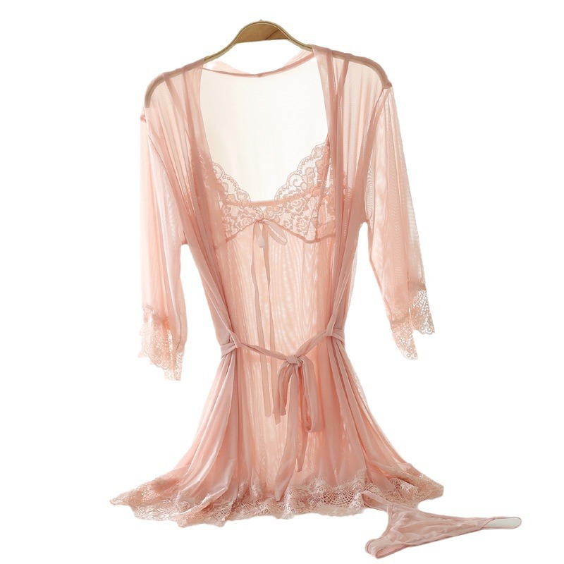 三件套蕾丝性感睡衣欧美成人情趣内衣透视装外贸女士网纱吊带睡裙