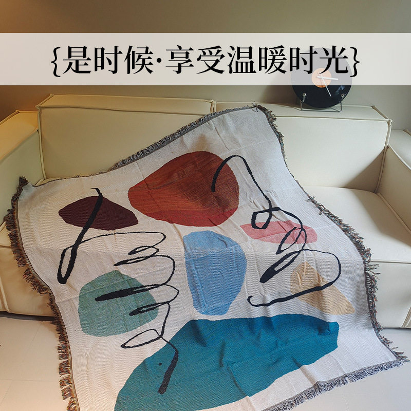Foreign Trade Amazon Jacquard Woven Tassel Blanket All-inclusive Sofa Cover Towel Thickened Double-sided Cover Cloth Bed Cover for Homestay