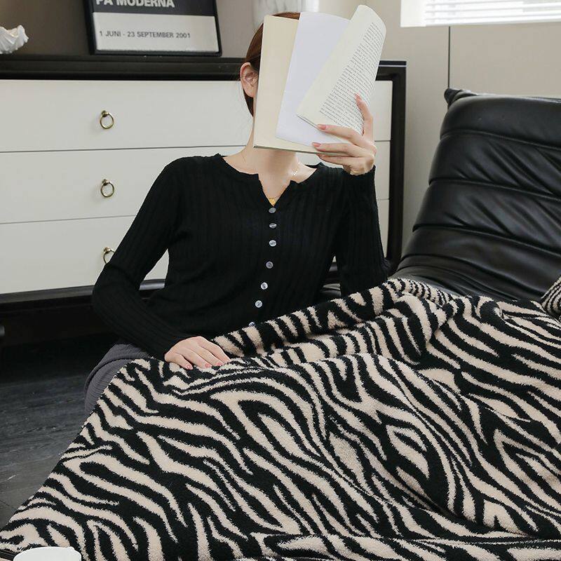 Zebra Pattern Blanket Scandinavian Style Sofa Blanket Office Nap Blanket Lunch Break Blanket High-End Autumn and Winter