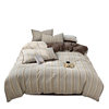 Pure Cotton Washed Cotton Bed Four-Piece Set Simple Stripesd Bedding Pure Cotton 100 Quilt Cover Bed Sheets Three-Piece Bedding Set