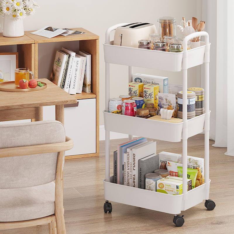 Trolley Storage Rack Floor Multi-layer Mobile Kitchen Vegetable Basket Bathroom Toilet Snack Storage Box Bookshelf Cabinet