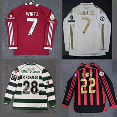 Chelsea Barcelona Real Madrid Ac Milan Lisbon Retro Long-Sleeved Signature Edition Jersey Commemorative Edition Long-Sleeved Football Uniform
