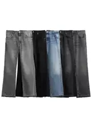 Pb&Za Cross-Border New Men's Clothing Irregular Hem Mid-Waist Tight-Fitting Washed Ripped Denim Jeans 0840444