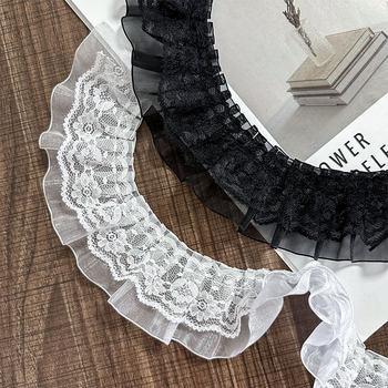 5cm unilateral double-layer snow gauze lace fungus collar sofa clothes skirt decorative accessories pleated lace