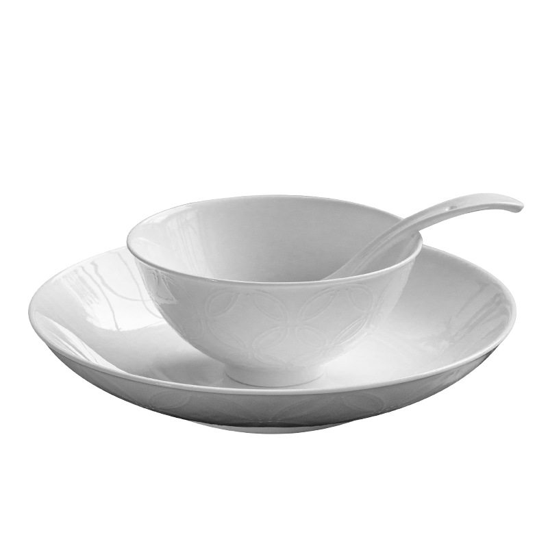 Jingdezhen Ceramic Tableware Underglaze Color Plates and Bowls High-End Home Hotel Restaurant Dishes and Plates Set Housewarming Gift