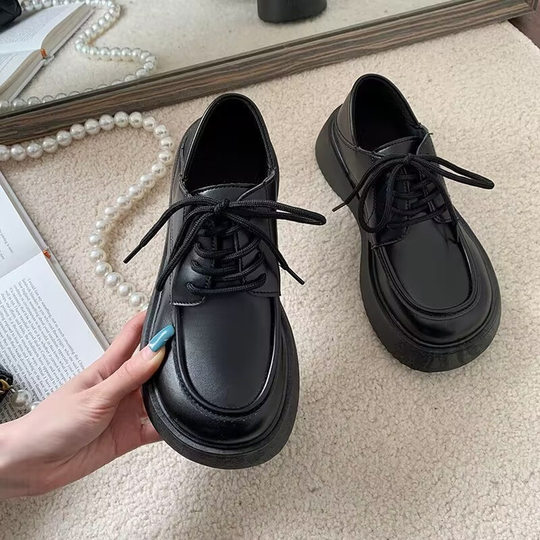 Women's thick-soled shoes British style leather shoes spring new design versatile big head retro Spring cross-border wholesale