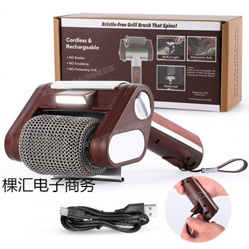 2025 Stainless Steel 304 Roller Grill Brush with Led Light No Brush Hair Removal Food Grade Cleaning Led Lighting