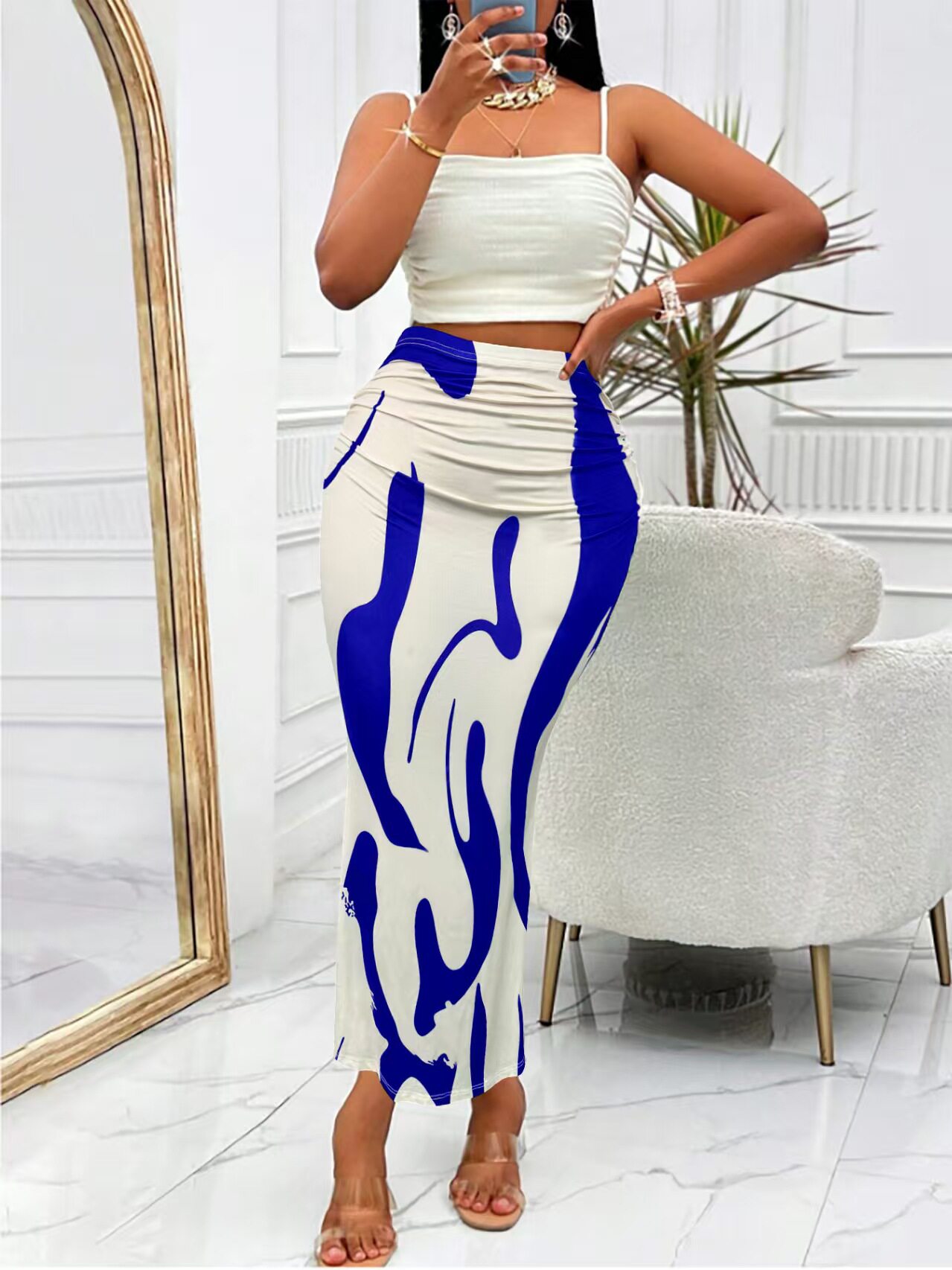 High Waisted Pencil Skirt Slimming Zebra Print Fishtail Design Comfortable Fit Perfect for Parties and Events
