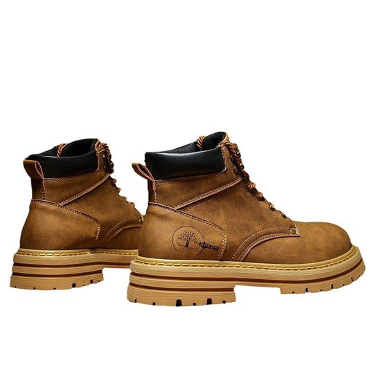 2025 Summer New High-Top Martin Boots Men's Trendy Versatile Thick-Soled Casual Leather Shoes Workwear Sneakers Trendy Shoes Men