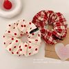 Red wave dot large intestine hair ring female ball head tie hair rope low ponytail rubber band 2024 new headwear autumn and winter