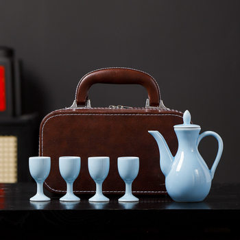 Liquor Set Ceramic Wine Dispenser Household Wine Bottle Wine Glass White Wine Cup Wine Cup Celadon Style