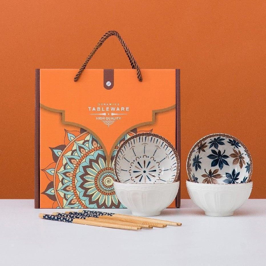 Gathering pottery bohemian woven rattan series company opening activities hand gift wholesale group purchase ceramic tableware