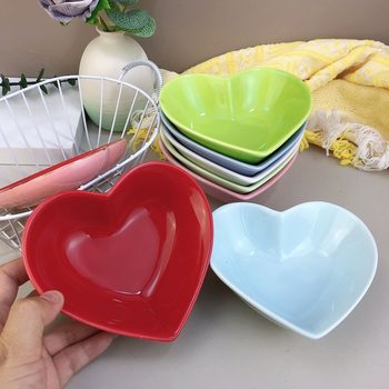 Innovative Irregular Bowl Ceramic Dibble Plate Peach Heart Dessert Baking Bowl Candy Color Love Bowl Household Snack Rice Bowl