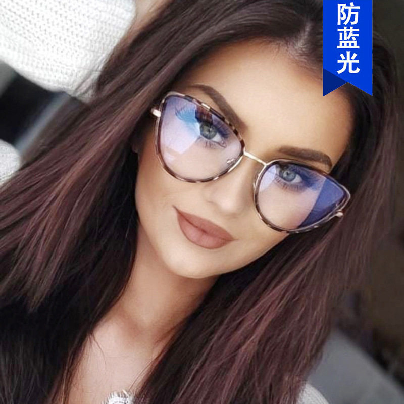 Kedun Anti-Blue Light Metal Cat-Eye Flat Glasses 2023 New Model Ins Eyeglass Frames Cross-Border Fashion Can Be Fitted with Prescription Lenses