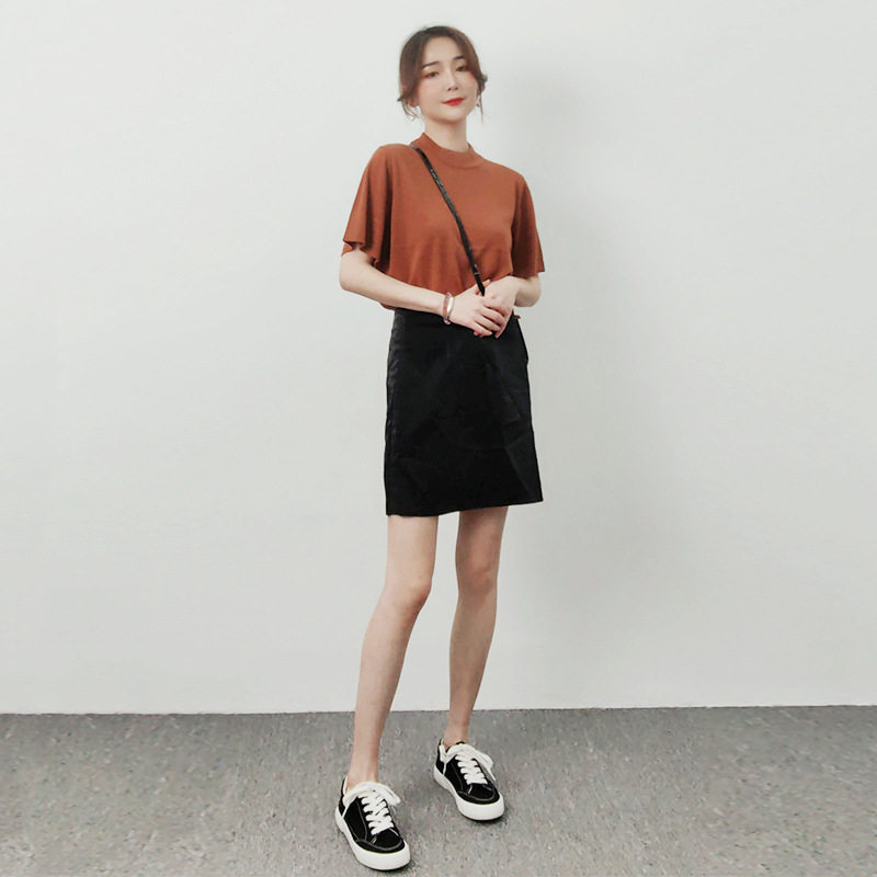 23美丽诺细羊毛小圆领五分袖针织衫女短袖T恤女美丽诺超细羊毛衫