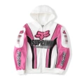 Fox hooded sweatshirt (pink and white)