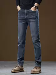 A generation of 2025 spring and autumn new high-end jeans men's straight tube slim stretch leggings casual men's pants